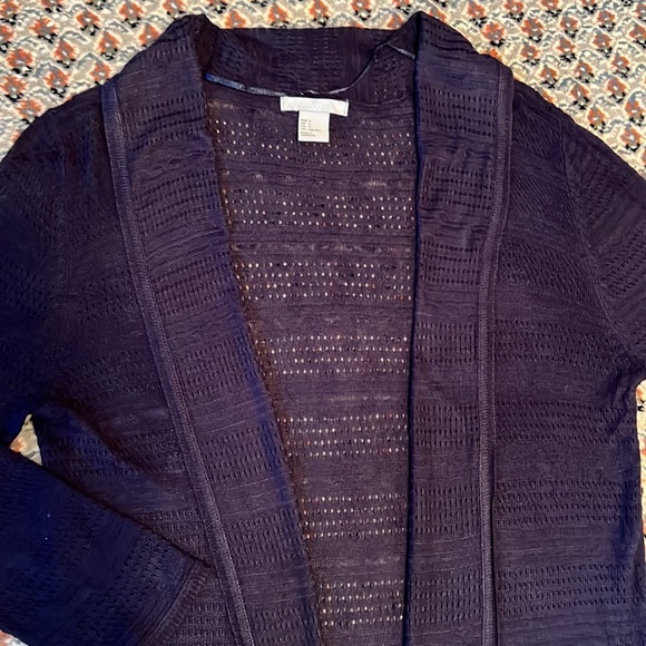 EUC H&M Open Front Navy Blue Silk Blend Cardigan size S - Picture 13 of 13